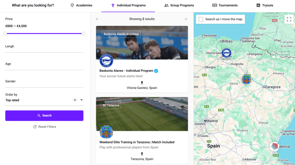 FutbolMaps - Browse Academies